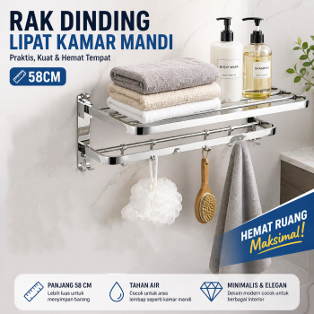 CANRY Rak Dinding Kamar Mandi Gantungan Handuk Double Layer Foldable - C2