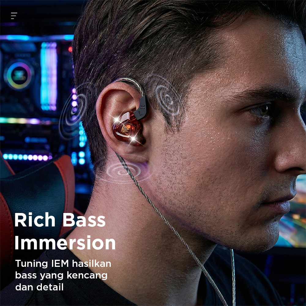 QKZ Wired Earphone IEM In Ear Monitor Dynamic HiFi Gaming Music Bass - QKZ-AK6-DMX Gambar produk QKZ Wired Earphone IEM In Ear Monitor Dynamic HiFi Gaming Music Bass - QKZ-AK6-DMX - 3