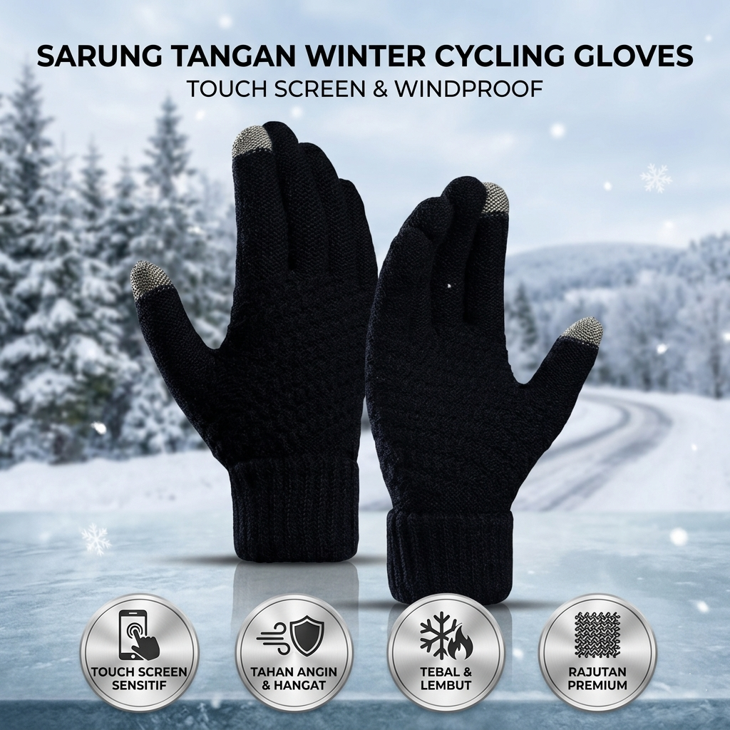 YRELS Sarung Tangan Touch Screen Winter Cycling Gloves Windproof - WR-10 Gambar produk YRELS Sarung Tangan Touch Screen Winter Cycling Gloves Windproof - WR-10