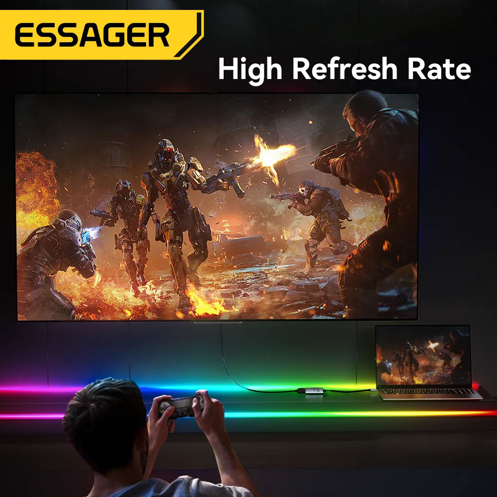 Gambar produk ESSAGER Kabel Adapter HDMI to Type C 8K@60Hz 120mm - ES-OTG23