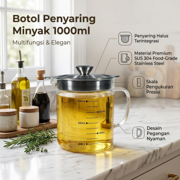 ACEITE Botol Wadah Penyaring Minyak Goreng Kaca Tahan Panas - FL26