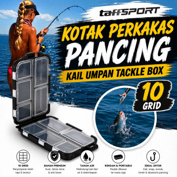 TaffSPORT Kotak Perkakas Pancing Kail Umpan Tackle Box 10 Grid - FM-65