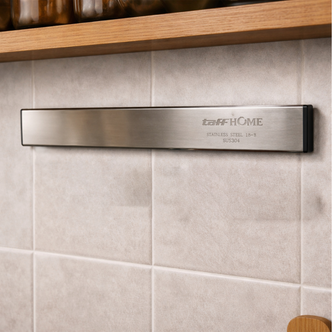 TaffHOME Rak Pisau Magnetik Serbaguna Stainless Steel 30cm - SUS304 Gambar produk TaffHOME Rak Pisau Magnetik Serbaguna Stainless Steel 30cm - SUS304