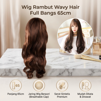 FYNHA Wig Rambut Palsu Panjang Bergelombang Wavy Hair Full Bangs 65cm - HB-004