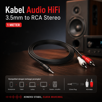 Gambar produk Kabel Audio HiFi 3.5mm Jack Stereo to RCA Male AUX TPE Anti Noise 1M - S-PC-521