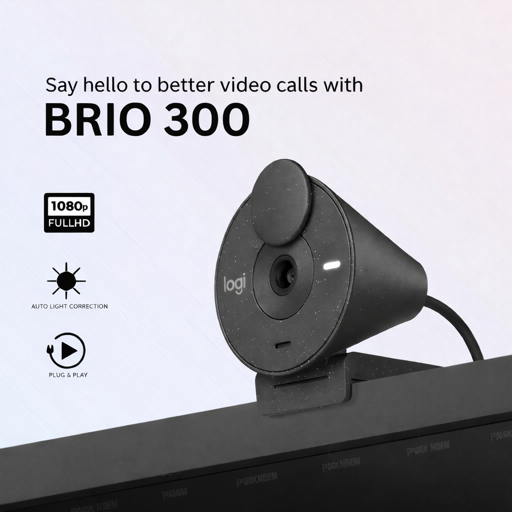 Gambar produk Logitech Webcam Full HD 1080P Noise Reducing Mic Auto Light Correction - Brio 300