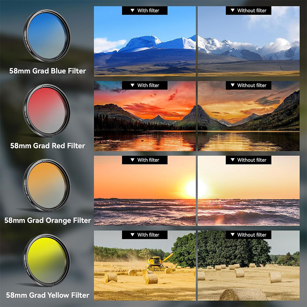 Gambar produk APEXEL Lensa Filter Kamera Smartphone 7in1 HD Glass with Clip 58mm - APL-58FL7