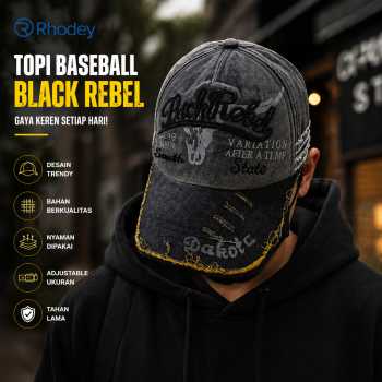 Gambar produk Rhodey Topi Baseball Cap Bordir Black Rebel - MZ004