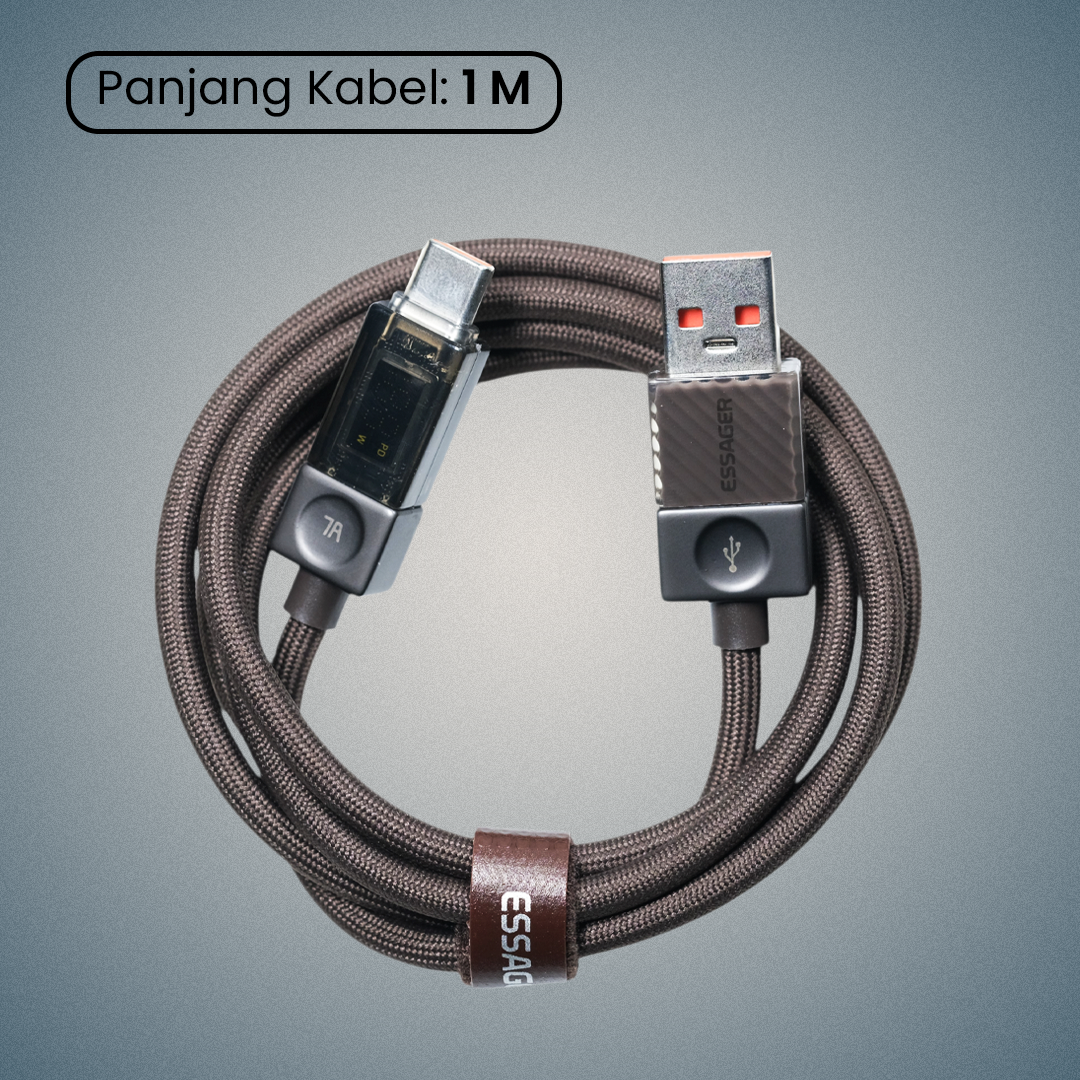 Gambar produk ESSAGER Kabel Data USB Type C Fast Charging LED Display 7A 100W 1M - ES-X76