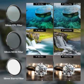 Gambar produk APEXEL Lensa Filter Kamera Smartphone 7in1 HD Glass with Clip 58mm - APL-58FL7