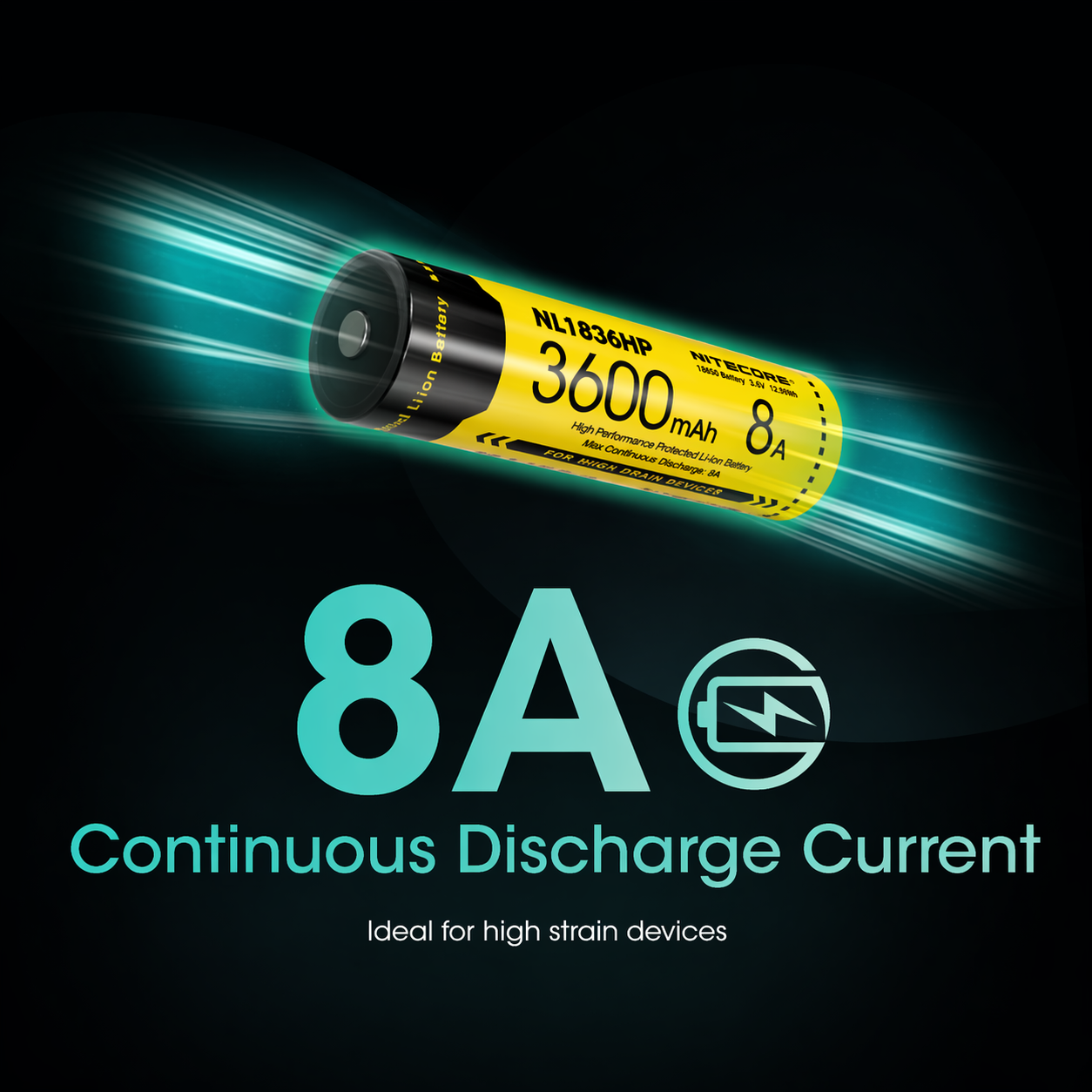 Gambar produk NITECORE Baterai Isi Ulang 18650 Li-Ion Button Top 3600mAh 3.6V 1 PCS - NL1836HP