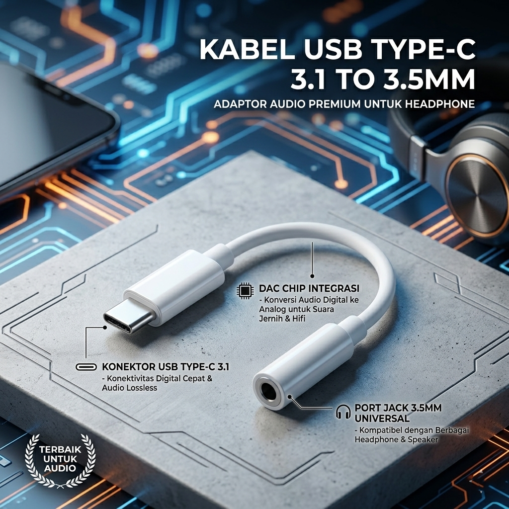 Gambar produk Kabel USB Type C 3.1 to 3.5mm Audio Jack Converter Female 10.5cm - L41 - Utama