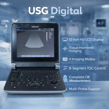TaffOmicron Mesin USG Digital 2D Portable Ultrasound Scanner 12 Inch - PU-DL121A