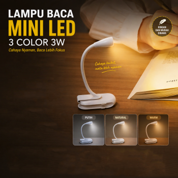 FREN Lampu Baca Mini LED Detachable Clip Lamp Charging 3 Color 3W - JS-05