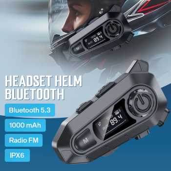 Kebidumei Headset Helm Bluetooth LED FM Radio IPX6 1000mAh - A1