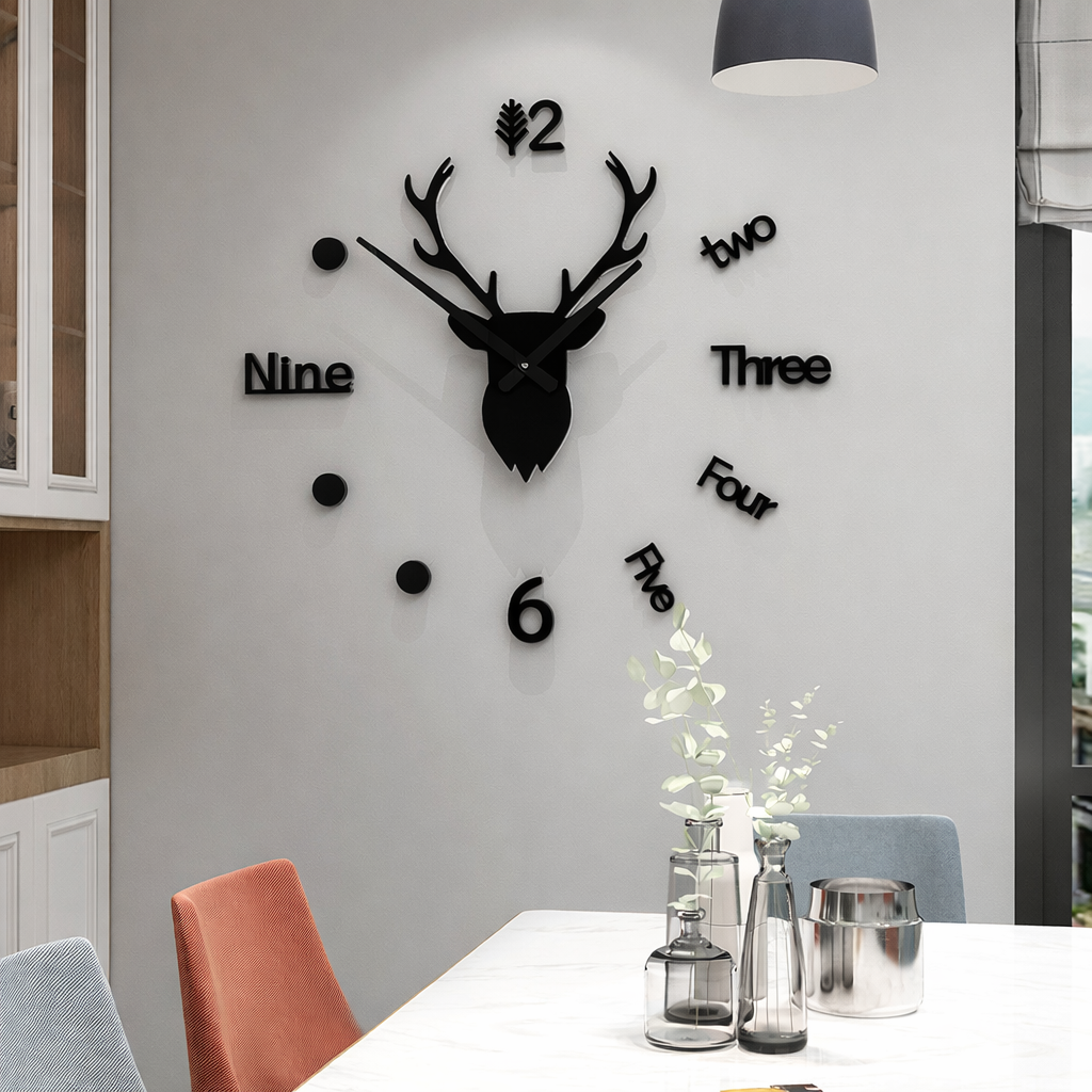 Jam Dinding DIY Quartz Creative Design Model Deer Head 80cm - Q8073 Gambar produk Jam Dinding DIY Quartz Creative Design Model Deer Head 80cm - Q8073 - 1