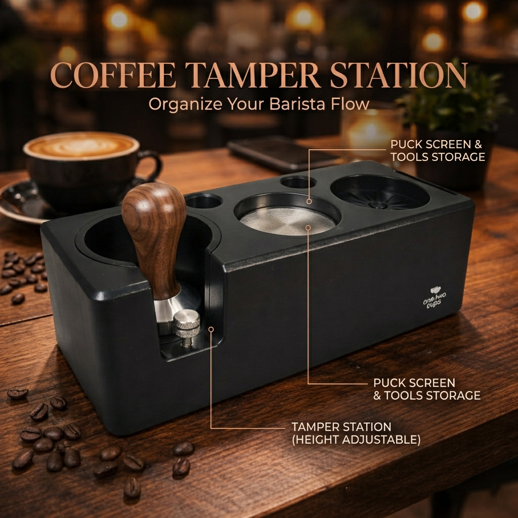 Gambar produk One Two Cups Coffee Tamper Station Espresso Portafilter 245x100x77mm - AK345