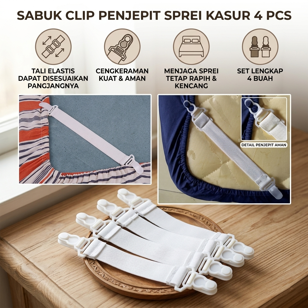 AsyPets Sabuk Grippers Clip Penjepit Sprei Kasur 4 PCS - PJP4 Gambar produk AsyPets Sabuk Grippers Clip Penjepit Sprei Kasur 4 PCS - PJP4 - Utama