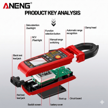 Gambar produk ANENG Digital Multimeter Tang Ampere Voltage NCV Tester Clamp - ST190
