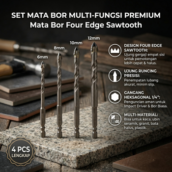 Dinho Mata Bor Four Edge Sawtooth Drill Bit 6-12mm 4 PCS - INU100