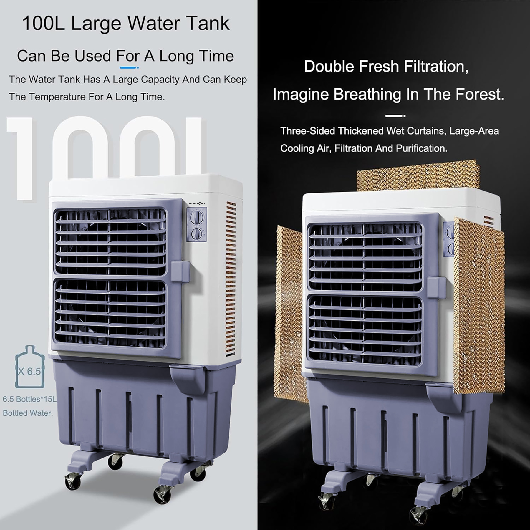 TaffHOME Air Cooler Industrial Evaporative 3 Speed 11.5m/s 480W 100L - 120A Gambar produk TaffHOME Air Cooler Industrial Evaporative 3 Speed 11.5m/s 480W 100L - 120A