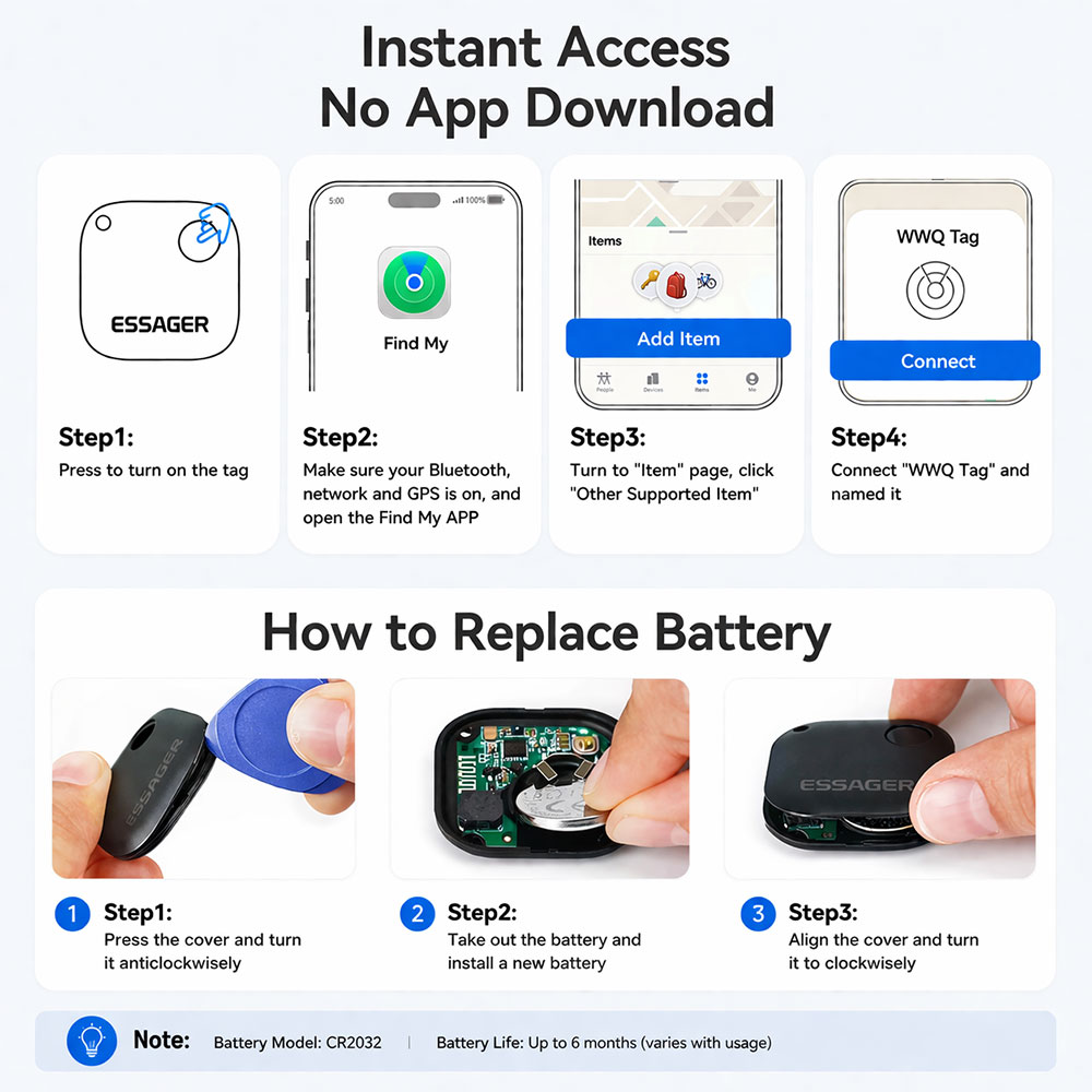 Gambar produk ESSAGER Smart Tag Tracker Bluetooth Finder Key iOS Support Only - WWQ Tag - 6
