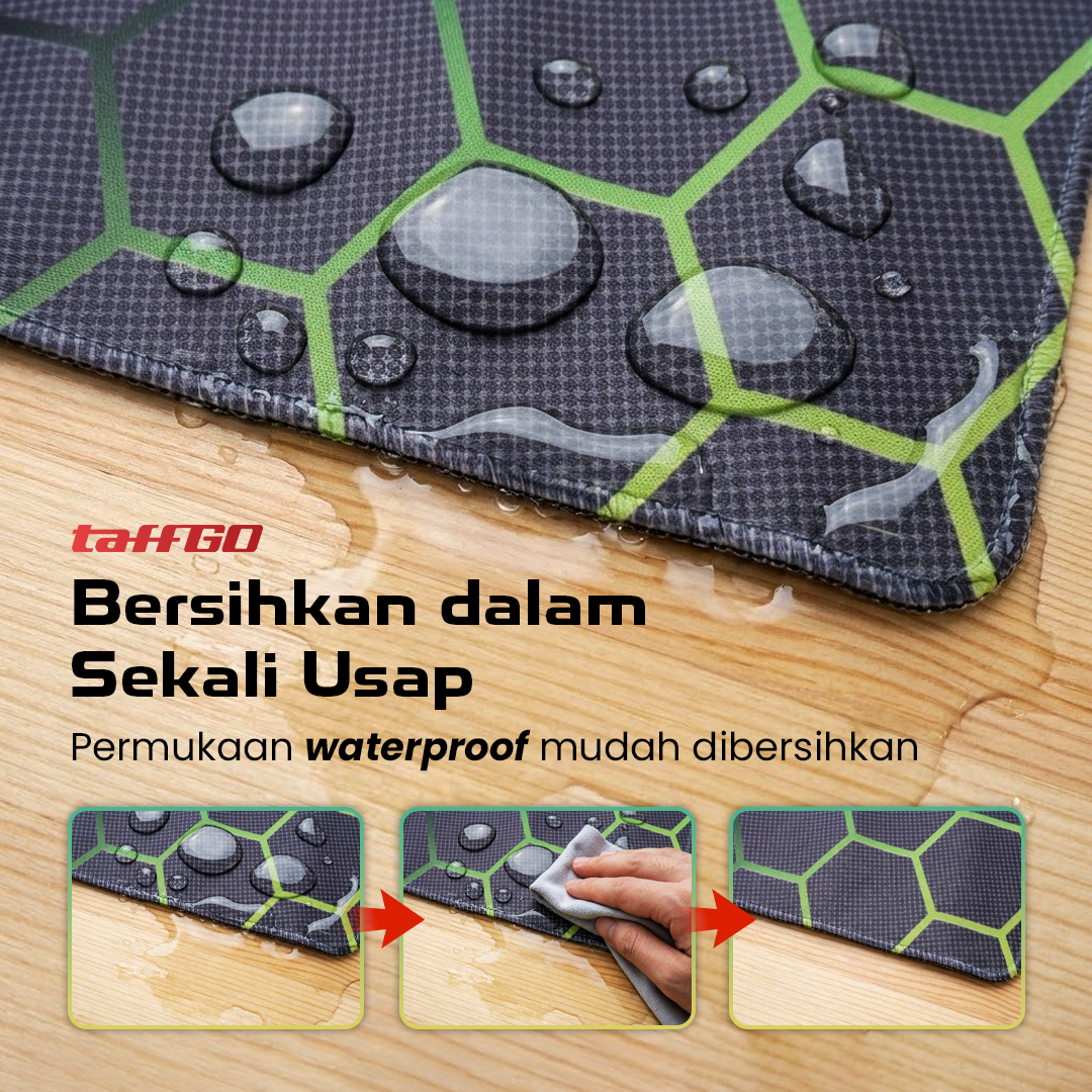 TaffGO Mouse Pad Gaming XL Green Hexagon Desk Mat 800x400x2mm - RO70 Gambar produk TaffGO Mouse Pad Gaming XL Green Hexagon Desk Mat 800x400x2mm - RO70
