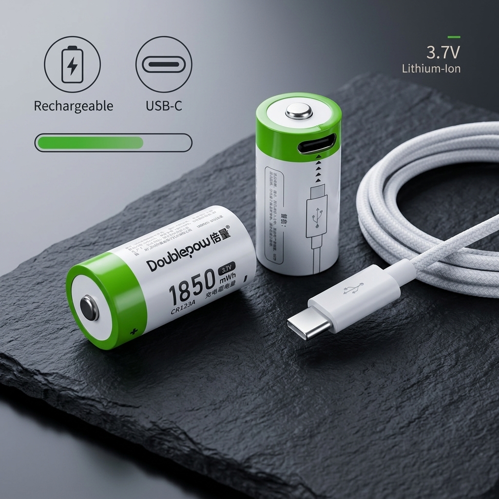 Gambar produk Doublepow Baterai Isi Ulang CR123A Li-Ion USB Type C 500mAh 3.7V 1 PCS - DP-1850
