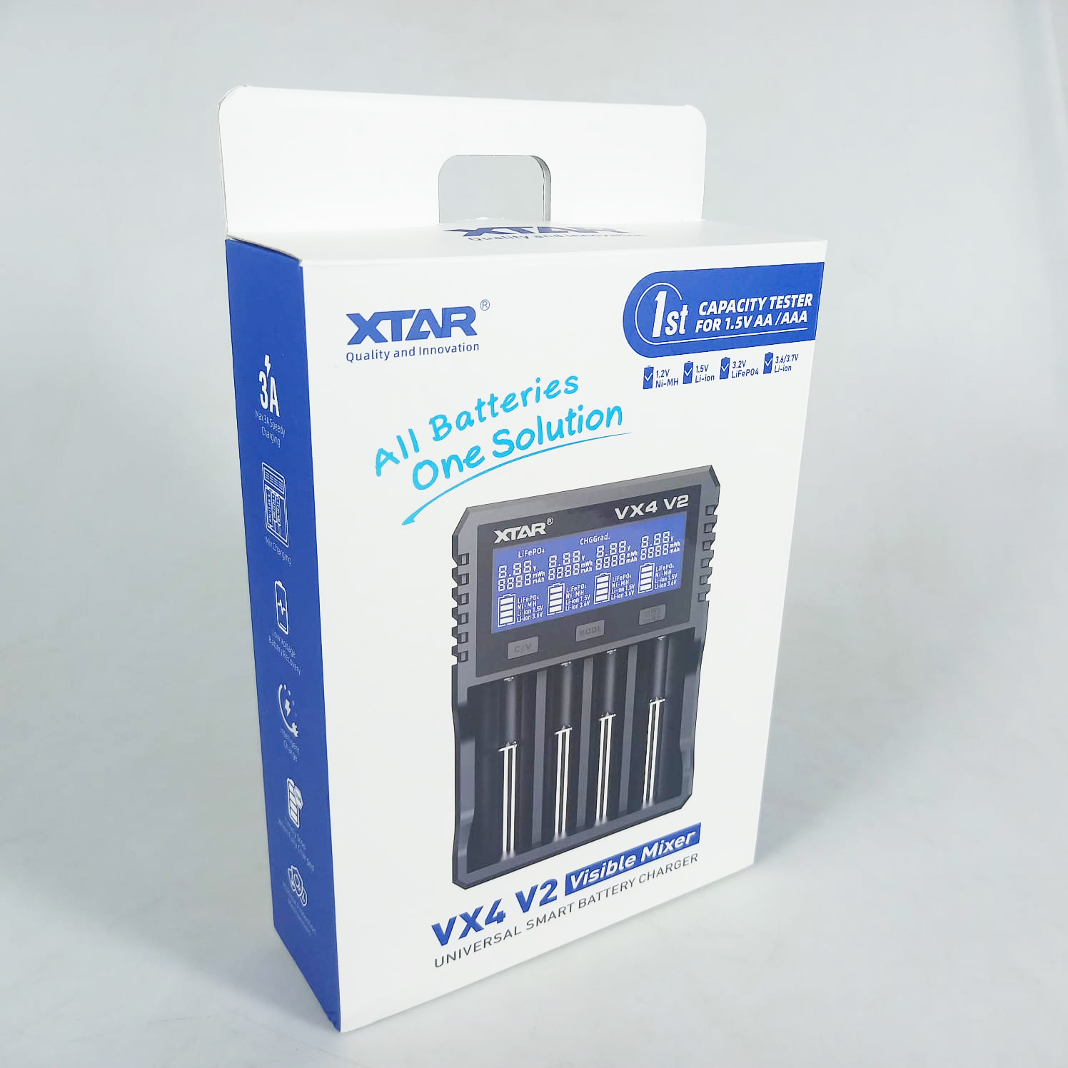 XTAR Charger Baterai 4 Slot AA AAA Li-Ion Ni-MH USB Type C QC3.0 - VX4 V2 Gambar produk XTAR Charger Baterai 4 Slot AA AAA Li-Ion Ni-MH USB Type C QC3.0 - VX4 V2