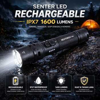 NEXTORCH Senter LED Tactical Flashlight Rechargeable IPX7 1600 Lumens - P86