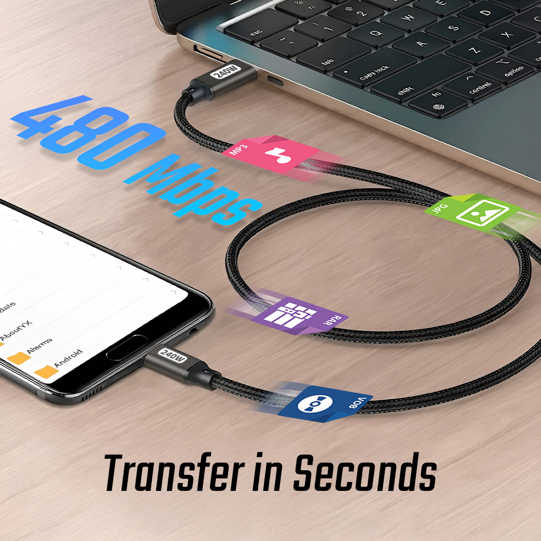 Gambar produk BYTE Kabel Data Type C to Type C Fast Charging PD 240W 1.5M - BY-24