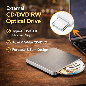 External CD/DVD RW Optical Drive USB Type C for Laptop - CB31005