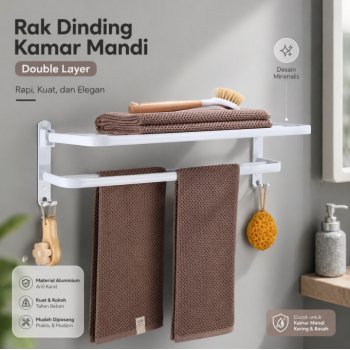 XUANXIN Rak Dinding Kamar Mandi Gantungan Handuk Double Layer - B04-1