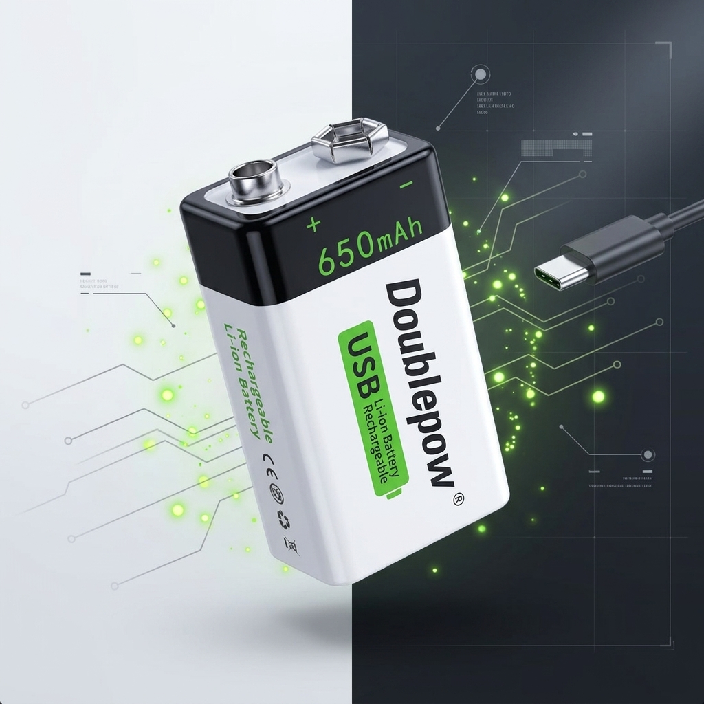 Doublepow Baterai Isi Ulang Li-Ion Micro USB 650mAh 9V 1 PCS - DP-9V6 Gambar produk Doublepow Baterai Isi Ulang Li-Ion Micro USB 650mAh 9V 1 PCS - DP-9V6