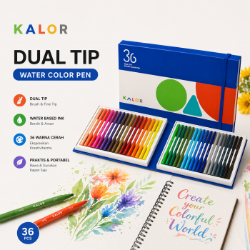Kaco GREEN KALOR Spidol Warna Warni Dual Head Water Color Pen 36 PCS - WP2207-01
