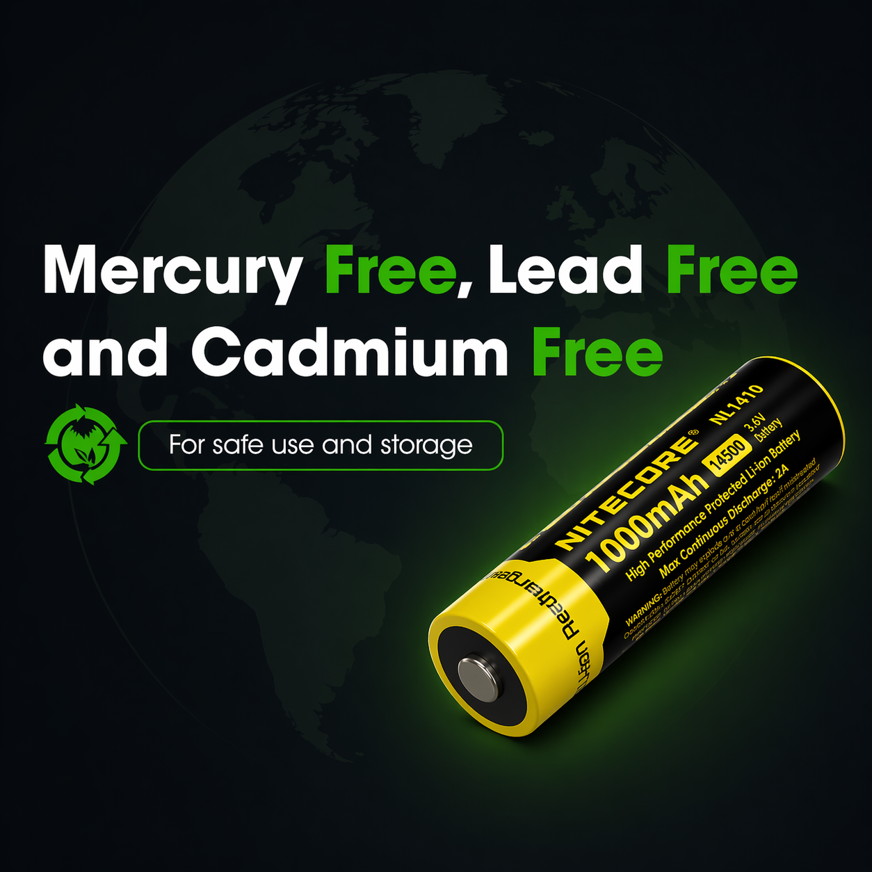 Gambar produk NITECORE Baterai Isi Ulang 14500 Li-Ion Button Top 1000mAh 3.7V 1 PCS - NL1410