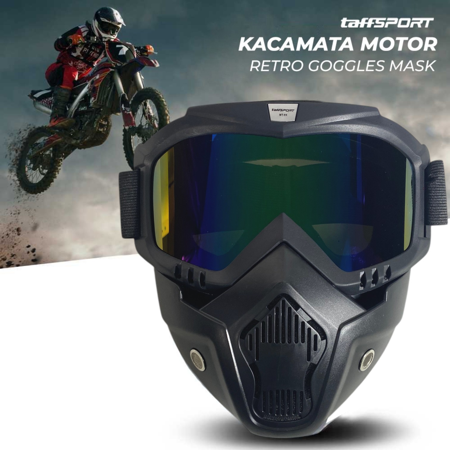 TaffSPORT BOLLFO Kacamata Goggles Mask Motor Retro Windproof - MT-04 Gambar produk TaffSPORT BOLLFO Kacamata Goggles Mask Motor Retro Windproof - MT-04 - Utama