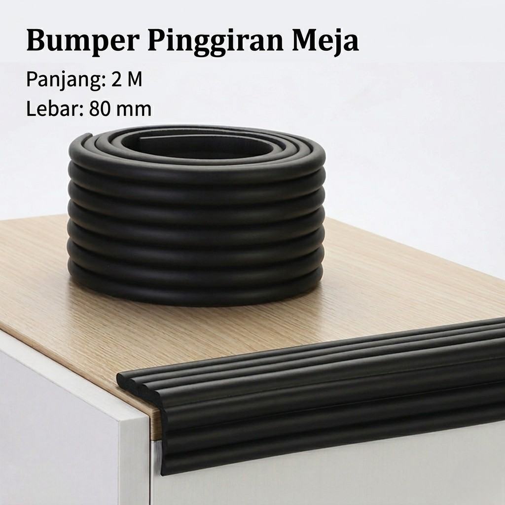Gambar produk TaffHOME Bumper Pinggiran Meja Table Edge Corner W Shape 80mm 2M - L-8104