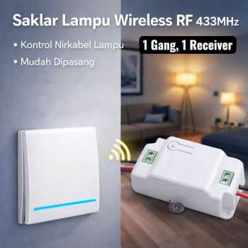 TaffHOME Saklar Lampu Wireless Dinding Tembok Lamp Switch RF 433MHz - WHK01