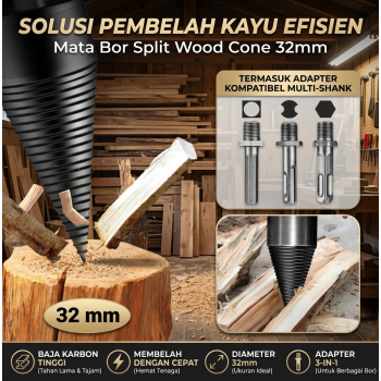 HAOSHAN Mata Bor Split Wood Cone-Drilling Square Handle 32mm - SH32