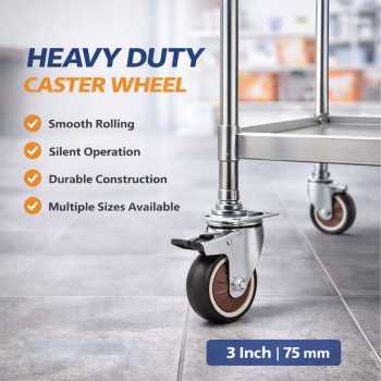 CASTRY Roda Kastor Soft Rubber Caster Wheel Flat With Brake TPR - C30