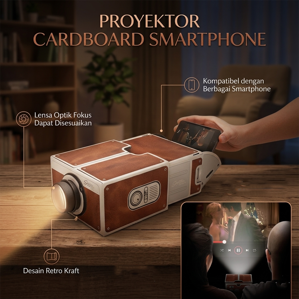Proyektor Smartphone Portabel Cardboard 2.0 Universal Smartphone - SP01 Gambar produk Proyektor Smartphone Portabel Cardboard 2.0 Universal Smartphone - SP01