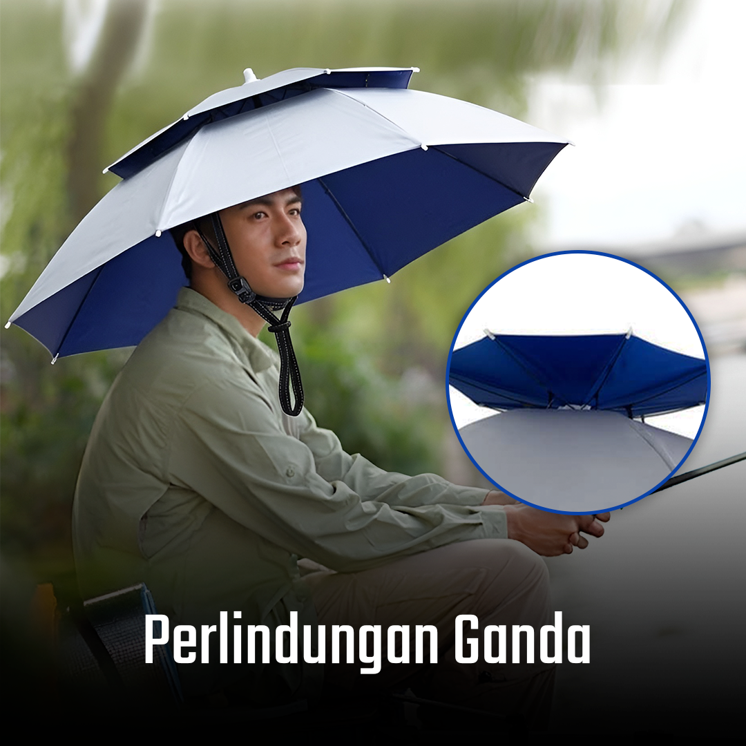 Gambar produk UCHI Topi Payung Dua Lapis Anti Bocor Headband Umbrella Hat 77cm - UC7 - 3