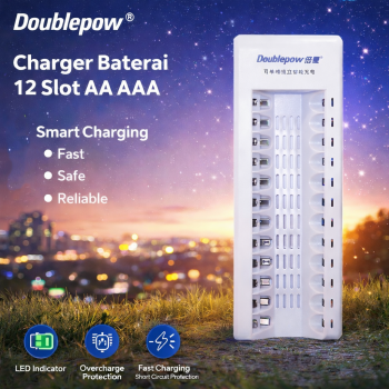 Doublepow Charger Baterai 12 Slot AA AAA Ni-MH Ni-CD EU Plug with LED - DP-K12