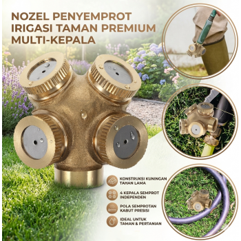 Gambar produk WHISM Sprinkler Spray Nozzle Air Irigasi Taman Brass 4 Holes - WCIC