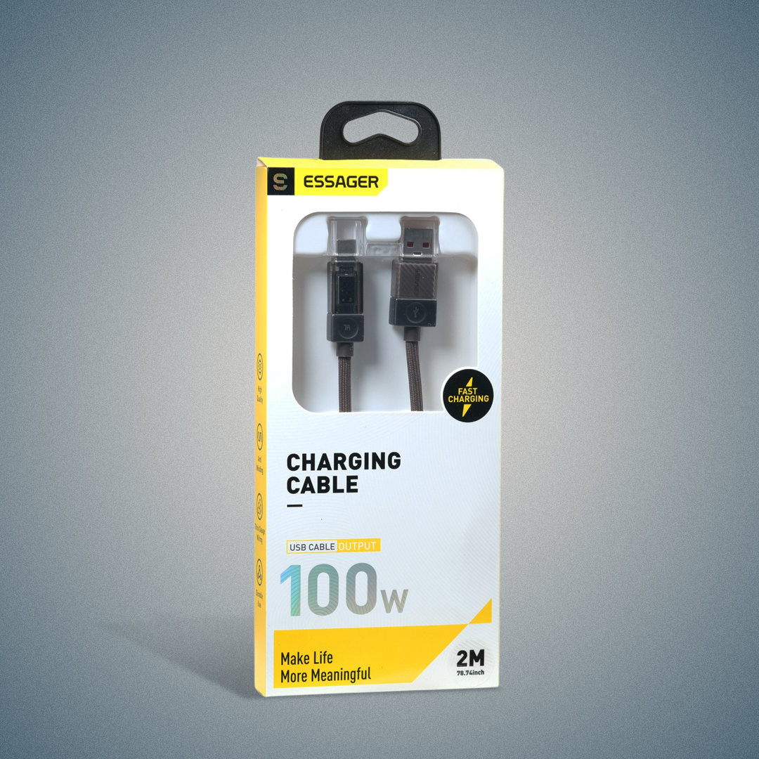 Gambar produk ESSAGER Kabel Data USB Type C Fast Charging LED Display 7A 100W 2M - ES-X76
