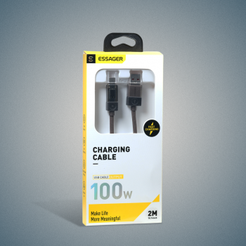Gambar produk ESSAGER Kabel Data USB Type C Fast Charging LED Display 7A 100W 2M - ES-X76