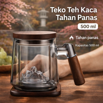 YILEGO Teko Teh Kaca Saringan Tahan Panas Api Infuser Teapot 500ml - YG500