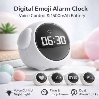 Marrone Jam Digital Alarm Emoji Pixel Voice Control LED 1500mAh - FJ3530