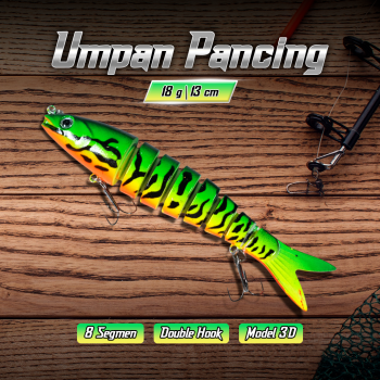 BASSLER Umpan Pancing Ikan Lifelike Fish Bait Lure 8 Section 13cm 18g - BS100